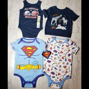 NEW 2 Superman Oneies, All American & Animal Tee
